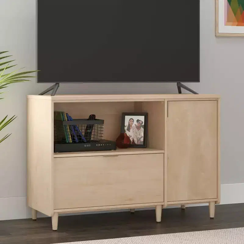 Büro-Credenza Naturahorn -: Medienständer mit verstellbarem Regal & Aktenaufbewahrung