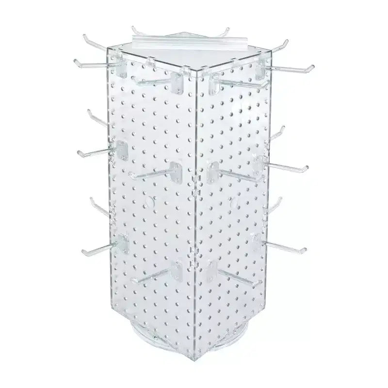 Four-Sided Revolving Pegboard Counter Display with Hooks