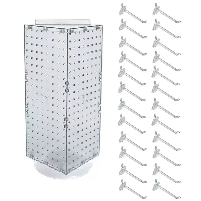 Four-Sided Revolving Pegboard Counter Display with Hooks