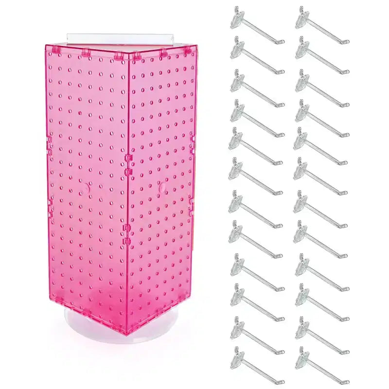 Four-Sided Revolving Pegboard Counter Display with Hooks