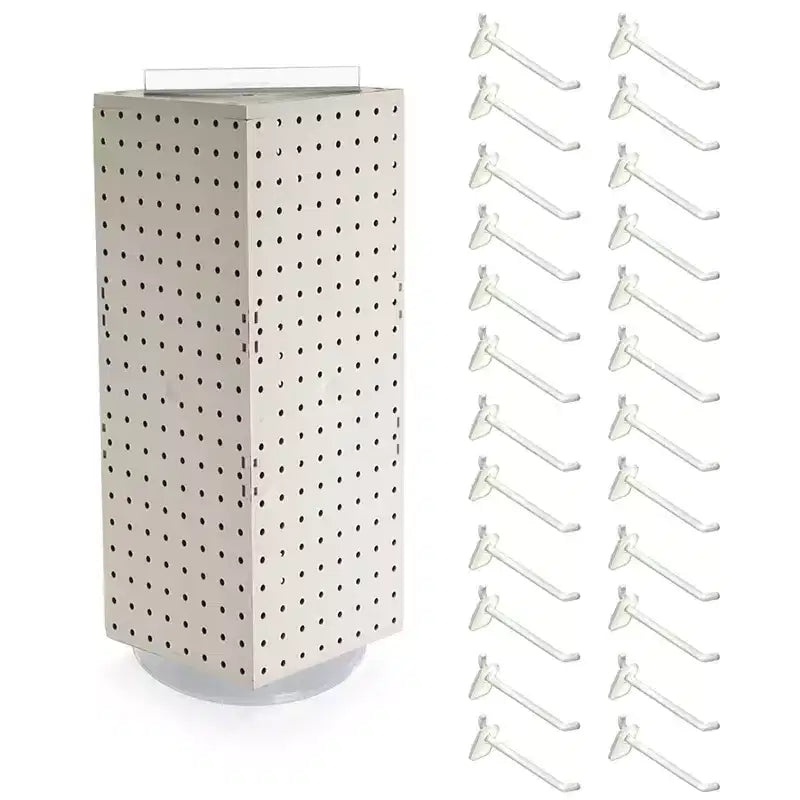 Four-Sided Revolving Pegboard Counter Display with Hooks
