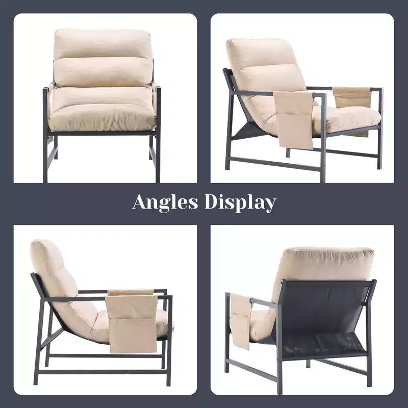Upholstered Sling Accent Chair with Metal Frame Modern Style