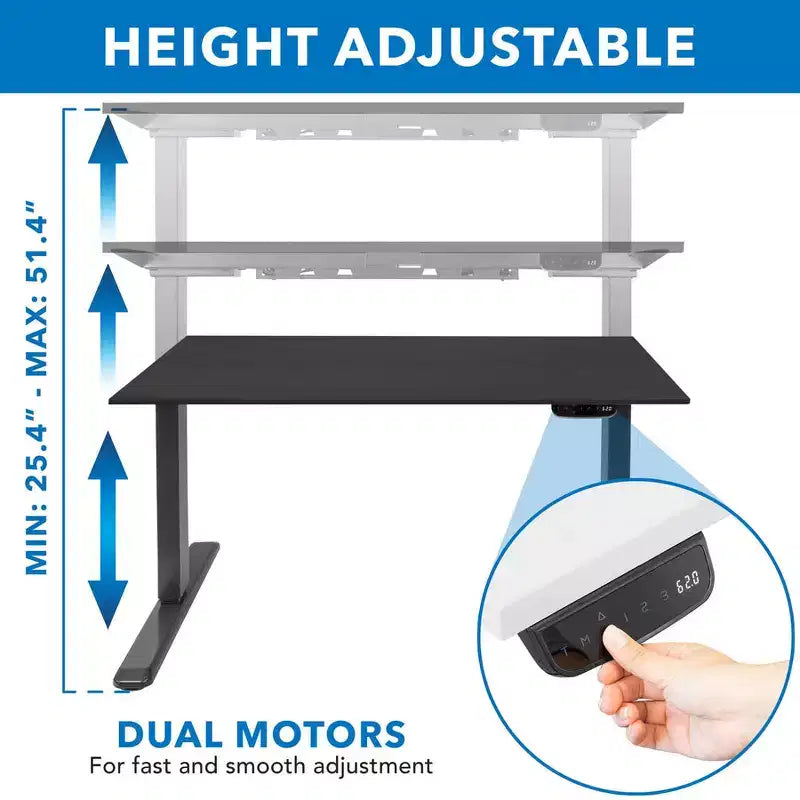 Dual Motor Electric Sit-Stand Desk with Tabletop Black