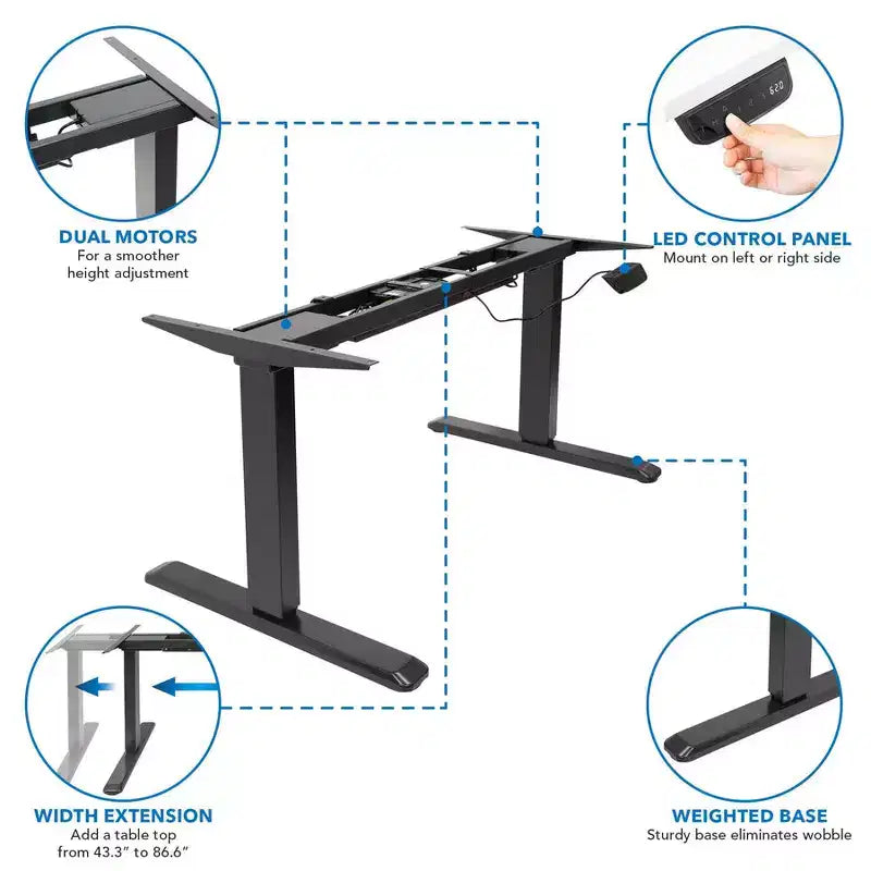 Dual Motor Electric Sit-Stand Desk with Tabletop Black